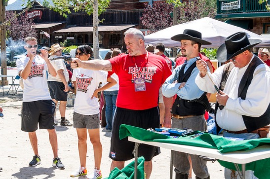 Survivor's Richard Hatch with Old Town Temecula gunfighters (c) Crispin Courtenay